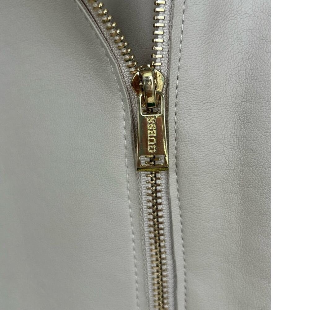 Guess Cream Tan Vegan Leather Biker Jacket – Size Medium w Flaws - Picture 4 of 14
